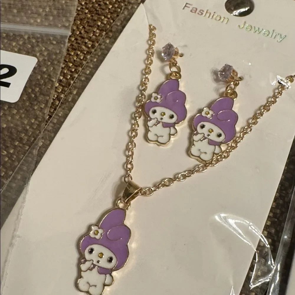 3242-Matt Fun Items- Earrings & Necklace Set Price For 1 Set